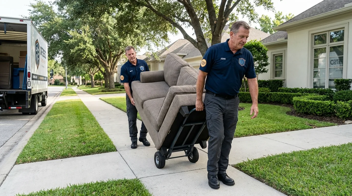 Local residential moving crew loading furniture in Seymour, IN
